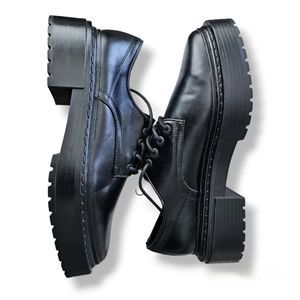 Zara Black Platform Oxfords Chunky Lug Sole Shoes